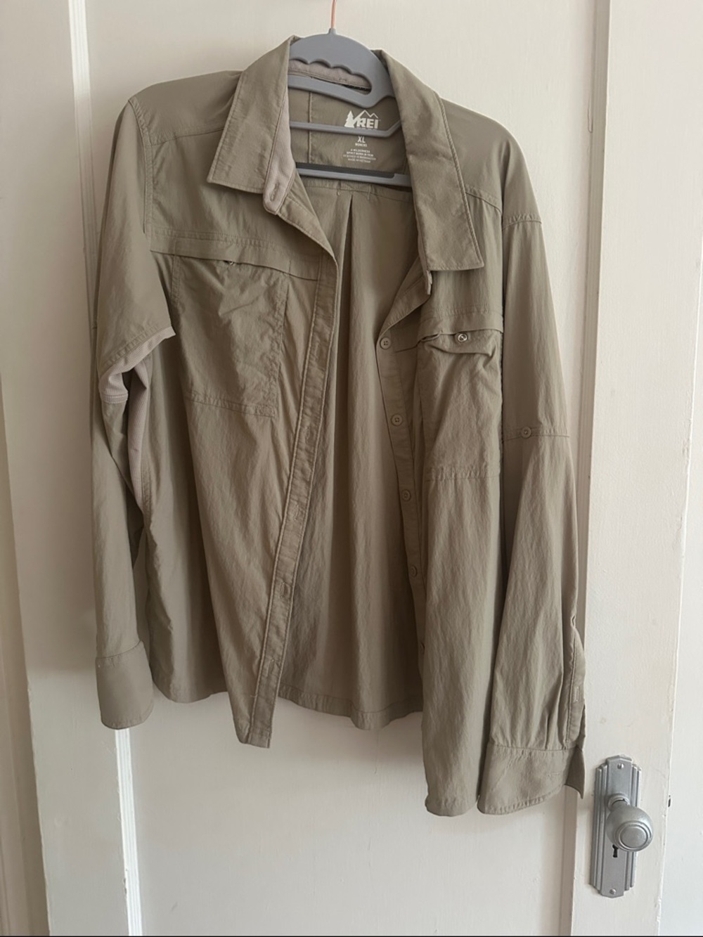 REI women’s Sahara  Long-Sleeve Utility Shirt in khaki